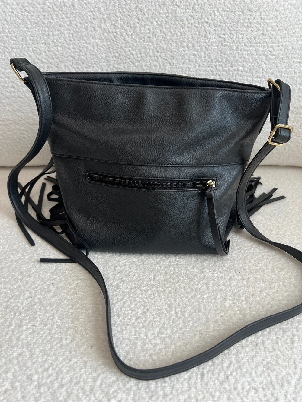 Apt. 9 Black Fringe Crossbody Bag - Sleek Leather Shoulder Bag